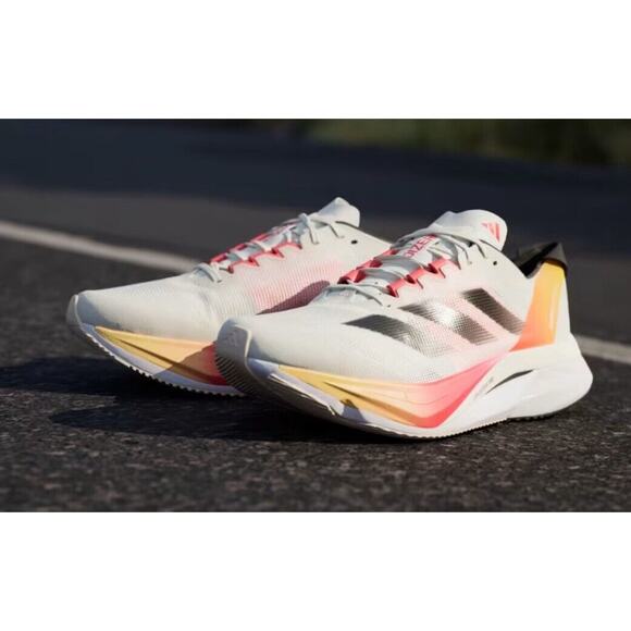 Adidas Adizero Boston Off White Black Solar Red Race Shoes IG3320 Mens 12 - Picture 4 of 10